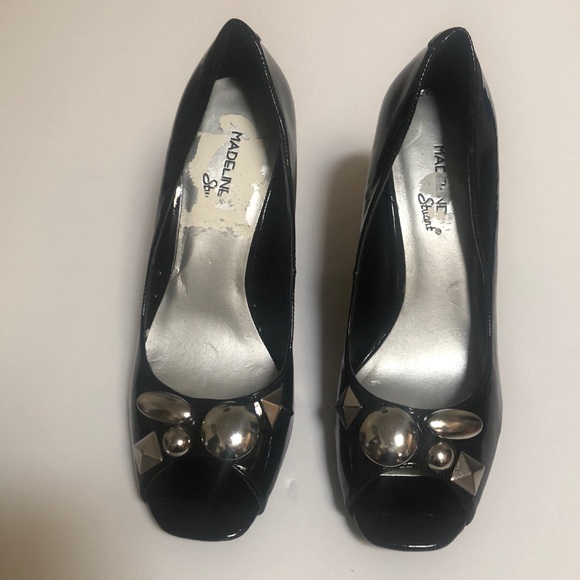 NWT Black patent leather open toe 3-1/2” heels - Picture 4 of 5